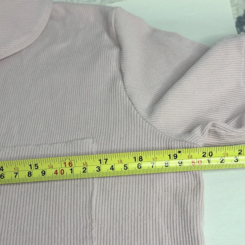 SKIMS Women's M Light Pink Soft Lounge Ribbed Modal Button Down Pajama Sleep Top